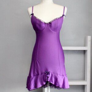 Victoria’s Secret VTG Y2K Purple Bustier Slip Lingerie Tulle Dress Size 36C RARE
